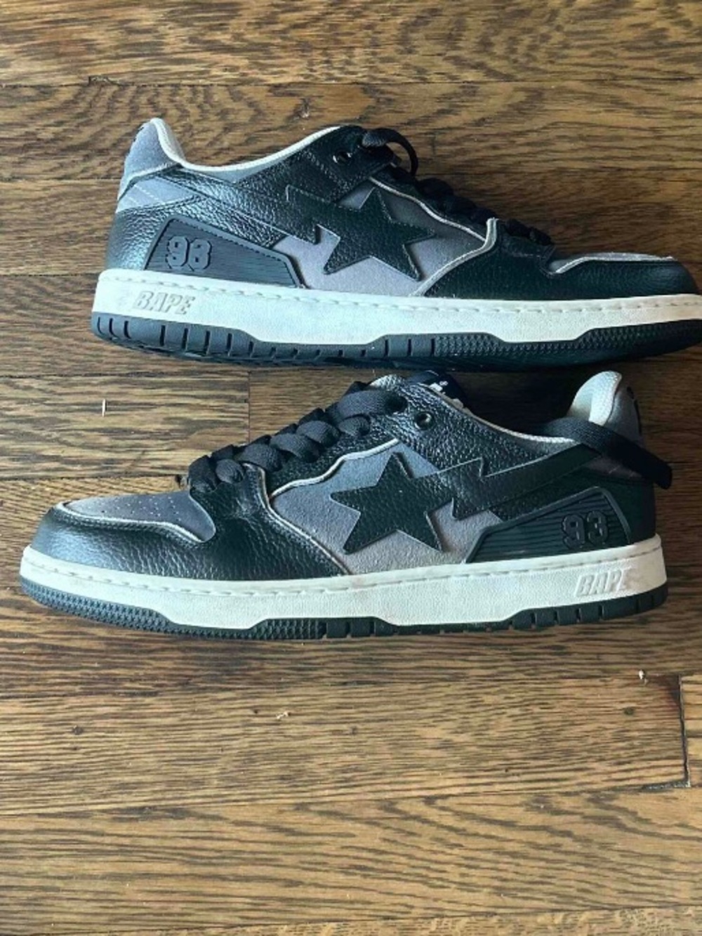 Bape Black & Gray Low-Top Camouflage Star Sneakers for Men
